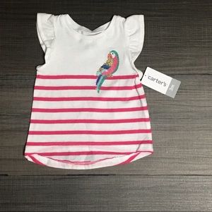 Carters baby girls striped top w/parrot on it